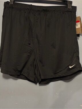 Nike Black Athletic Shorts with White Swoosh